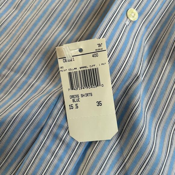 NWT Burberrys of London Dress Shirt Blue Stripe 15.5 35 Made in USA Vintage - Picture 8 of 9